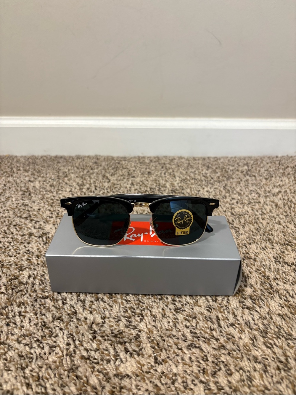 Ray-Ban Black & Gold Clubmaster Sunglasses